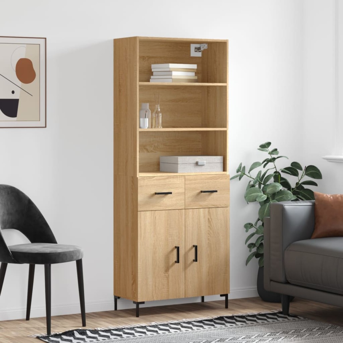 vidaXL Ντουλάπι Sonoma δρυς 69,5 x 34 x 180 εκ. από Επεξεργασμένο Ξύλο