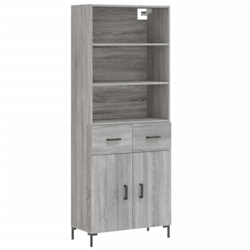 vidaXL Ντουλάπι Γκρι Sonoma 69,5 x 34 x 180 εκ. Επεξεργασμένο Ξύλο