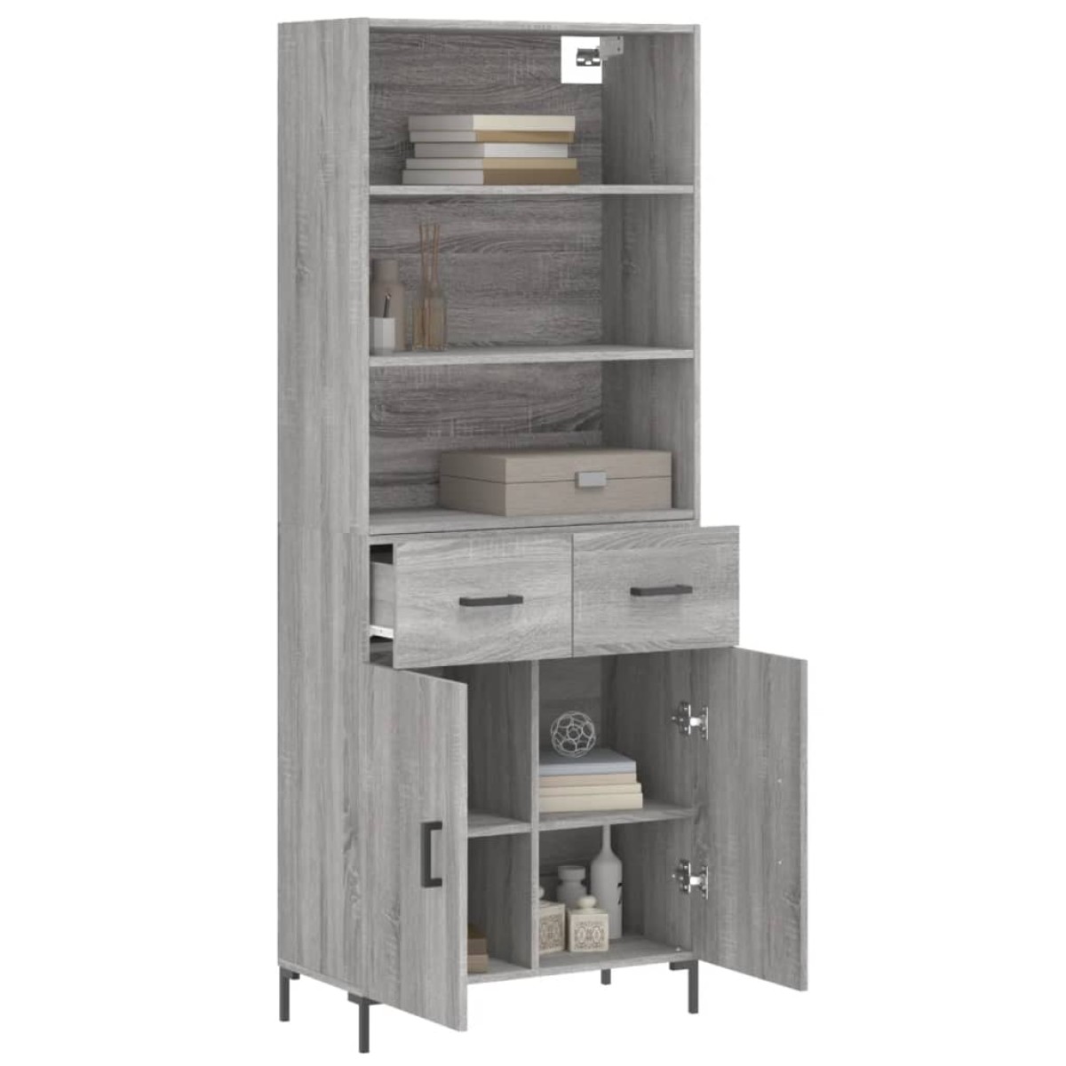 vidaXL Ντουλάπι Γκρι Sonoma 69,5 x 34 x 180 εκ. Επεξεργασμένο Ξύλο