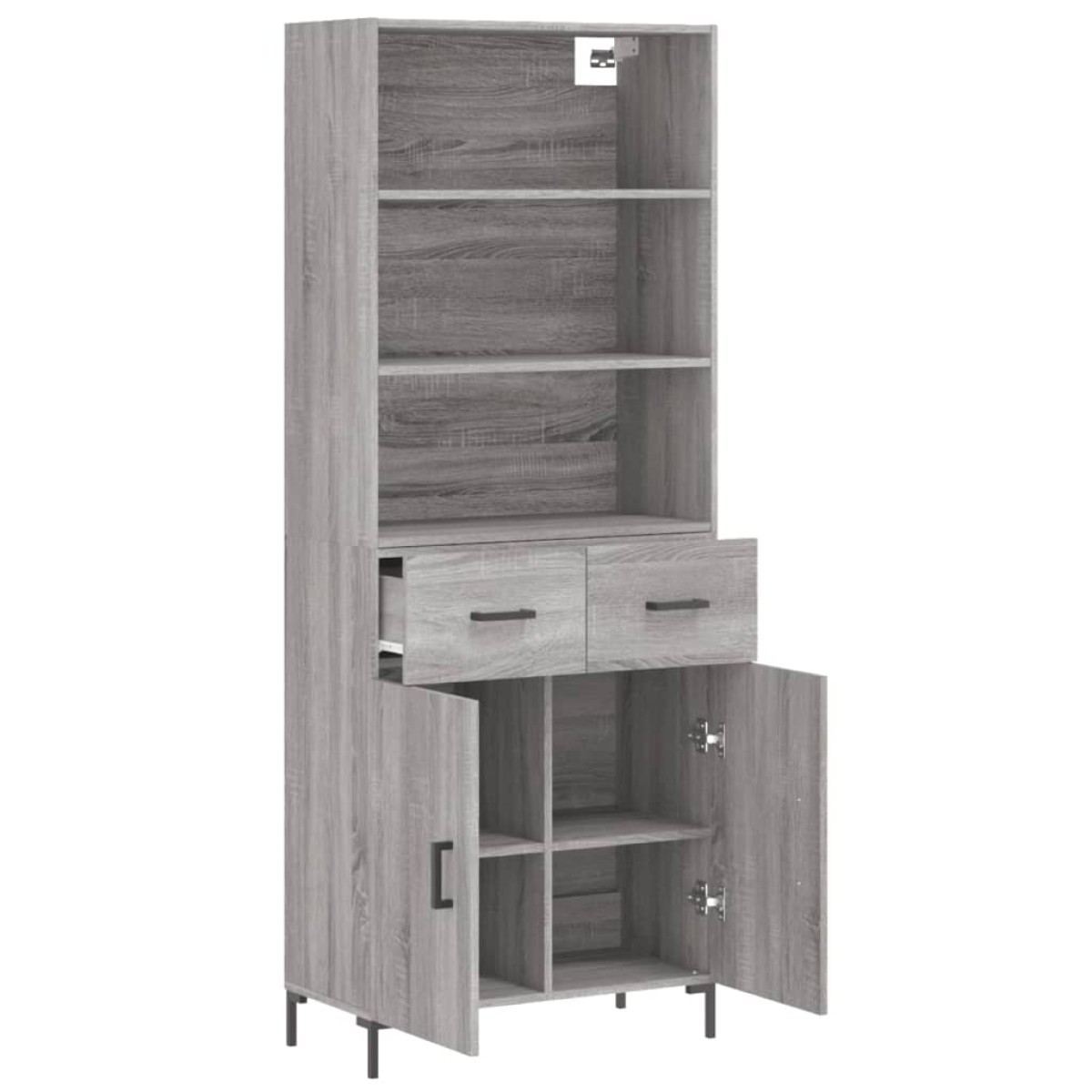 vidaXL Ντουλάπι Γκρι Sonoma 69,5 x 34 x 180 εκ. Επεξεργασμένο Ξύλο