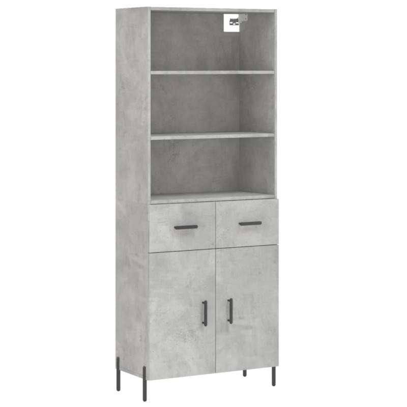 vidaXL Ντουλάπι Γκρι Σκυροδέματος 69,5x34x180 εκ. Επεξεργασμένο Ξύλο