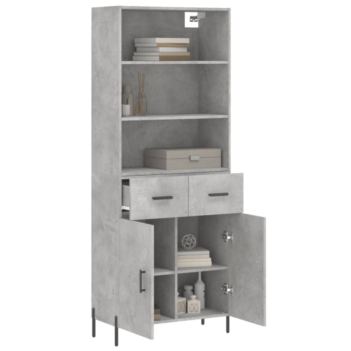 vidaXL Ντουλάπι Γκρι Σκυροδέματος 69,5x34x180 εκ. Επεξεργασμένο Ξύλο