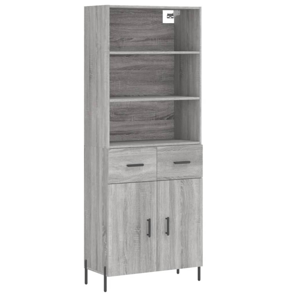 vidaXL Ντουλάπι Γκρι Sonoma 69,5 x 34 x 180 εκ. Επεξεργασμένο Ξύλο