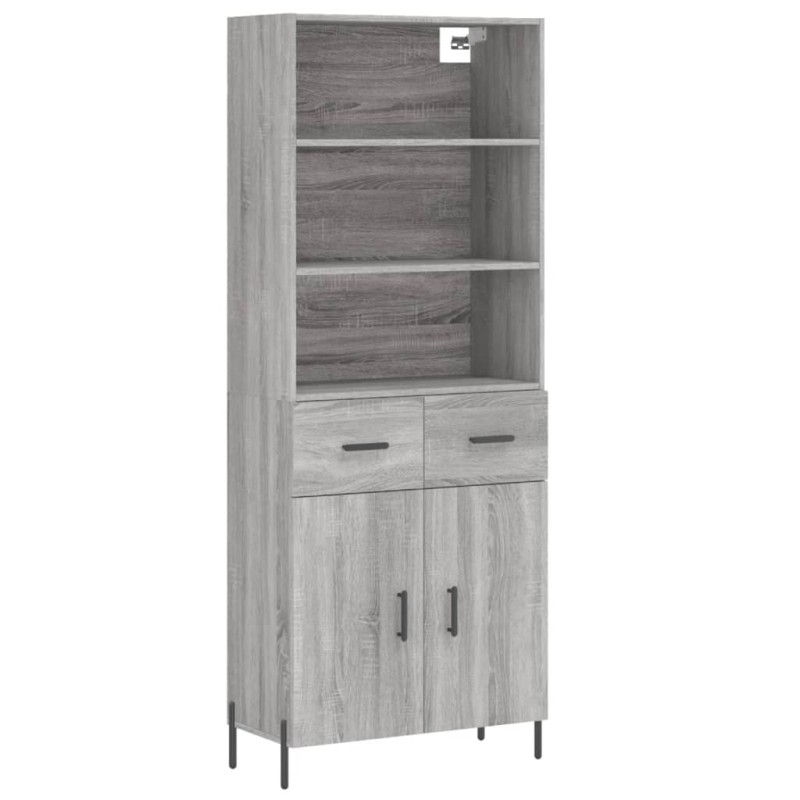 vidaXL Ντουλάπι Γκρι Sonoma 69,5 x 34 x 180 εκ. Επεξεργασμένο Ξύλο