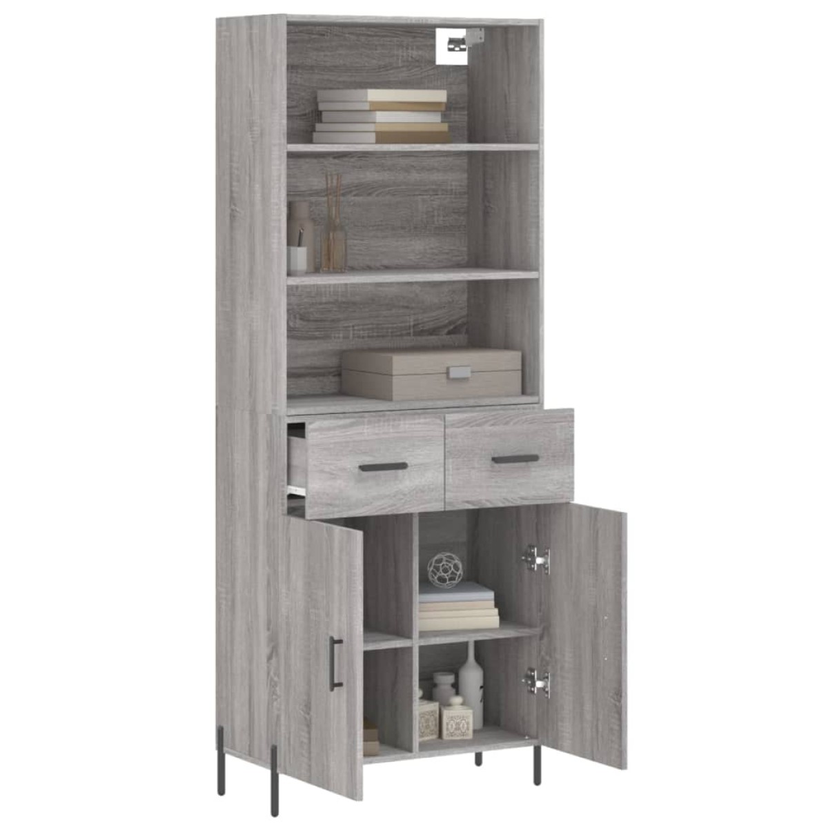 vidaXL Ντουλάπι Γκρι Sonoma 69,5 x 34 x 180 εκ. Επεξεργασμένο Ξύλο