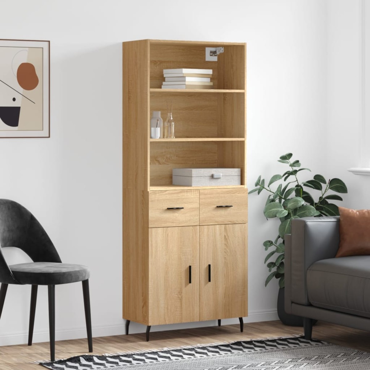 vidaXL Ντουλάπι Sonoma δρυς 69,5 x 34 x 180 εκ. από Επεξεργασμένο Ξύλο