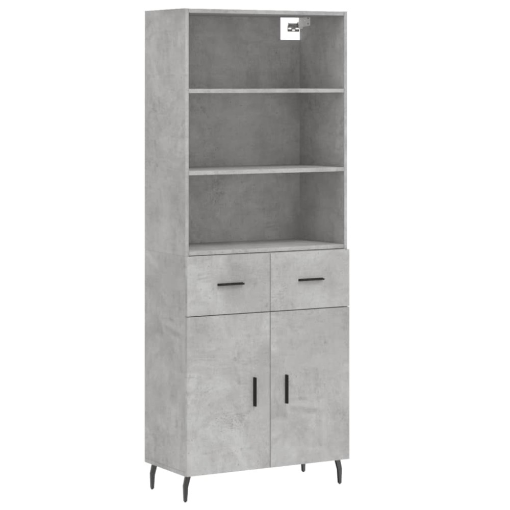 vidaXL Ντουλάπι Γκρι Σκυροδέματος 69,5x34x180 εκ. Επεξεργασμένο Ξύλο