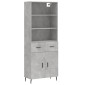 vidaXL Ντουλάπι Γκρι Σκυροδέματος 69,5x34x180 εκ. Επεξεργασμένο Ξύλο
