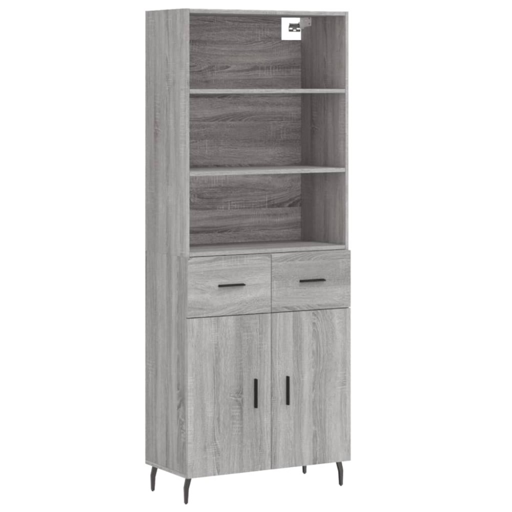 vidaXL Ντουλάπι Γκρι Sonoma 69,5 x 34 x 180 εκ. Επεξεργασμένο Ξύλο