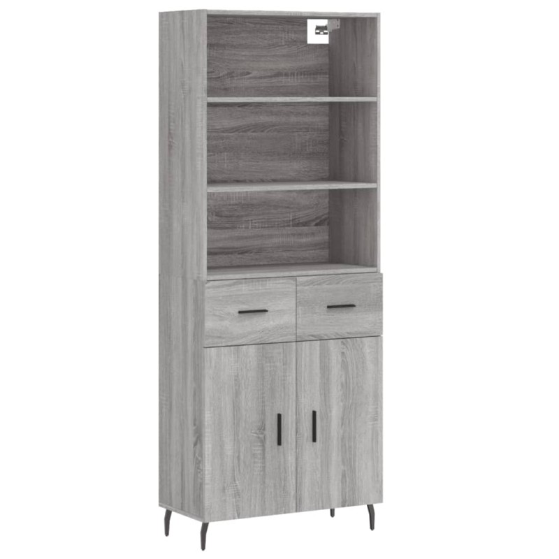 vidaXL Ντουλάπι Γκρι Sonoma 69,5 x 34 x 180 εκ. Επεξεργασμένο Ξύλο