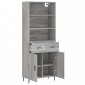 vidaXL Ντουλάπι Γκρι Sonoma 69,5 x 34 x 180 εκ. Επεξεργασμένο Ξύλο