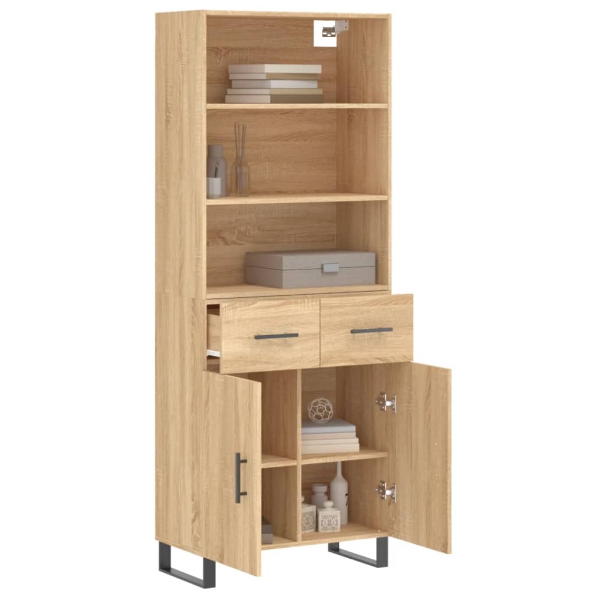 vidaXL Ντουλάπι Sonoma δρυς 69,5 x 34 x 180 εκ. από Επεξεργασμένο Ξύλο