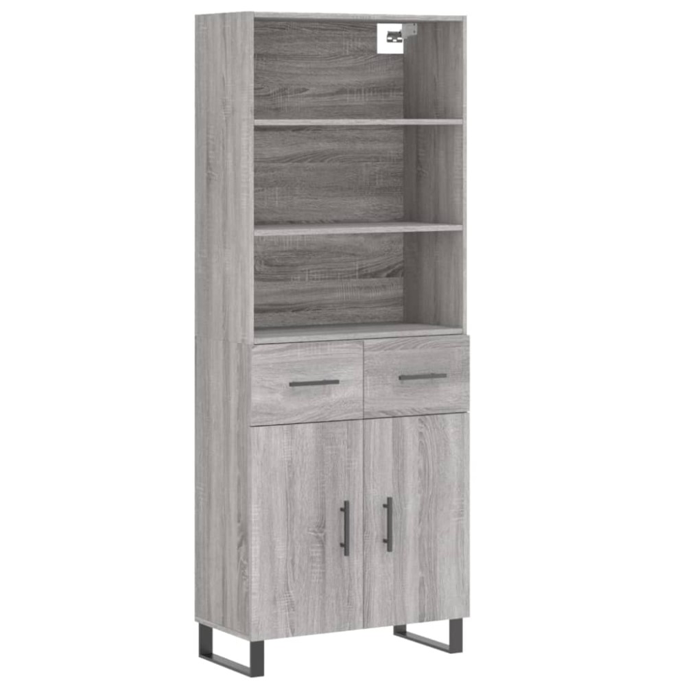 vidaXL Ντουλάπι Γκρι Sonoma 69,5 x 34 x 180 εκ. Επεξεργασμένο Ξύλο