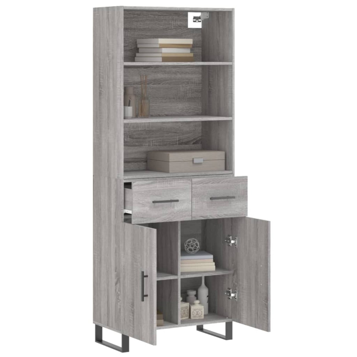 vidaXL Ντουλάπι Γκρι Sonoma 69,5 x 34 x 180 εκ. Επεξεργασμένο Ξύλο