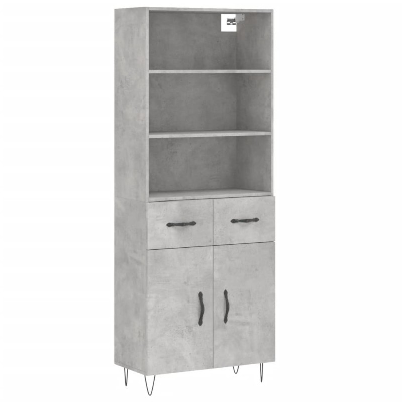 vidaXL Ντουλάπι Γκρι Σκυροδέματος 69,5x34x180 εκ. Επεξεργασμένο Ξύλο
