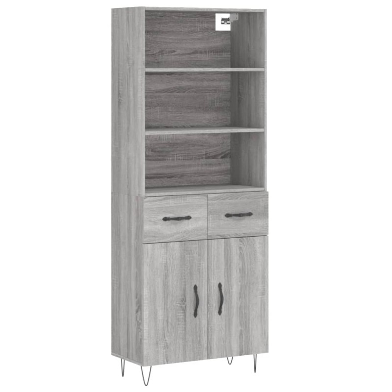 vidaXL Ντουλάπι Γκρι Sonoma 69,5 x 34 x 180 εκ. Επεξεργασμένο Ξύλο