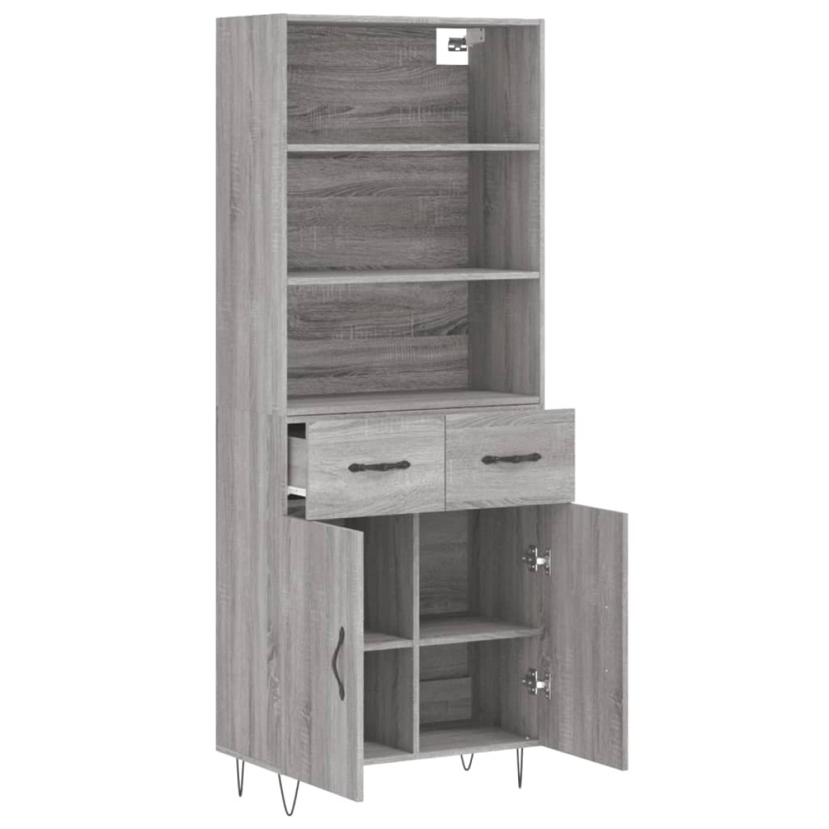 vidaXL Ντουλάπι Γκρι Sonoma 69,5 x 34 x 180 εκ. Επεξεργασμένο Ξύλο