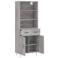 vidaXL Ντουλάπι Γκρι Sonoma 69,5 x 34 x 180 εκ. Επεξεργασμένο Ξύλο