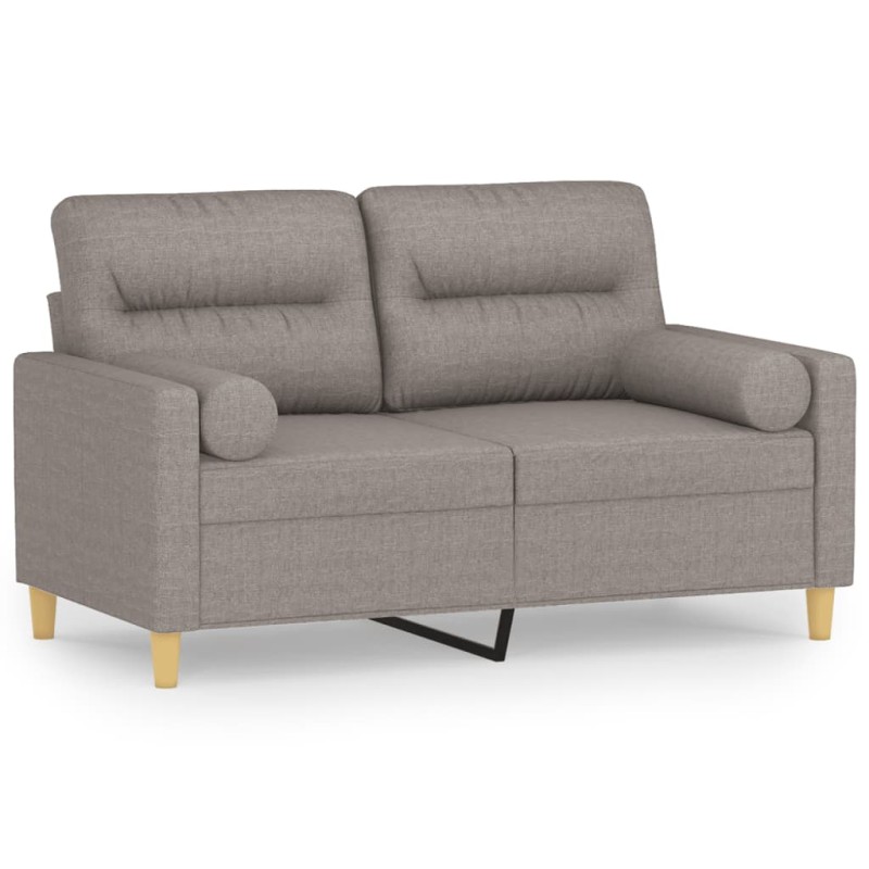 vidaXL Καναπές Διθέσιος Taupe 120 εκ. Υφασμάτινος Διακ. Μαξιλάρια