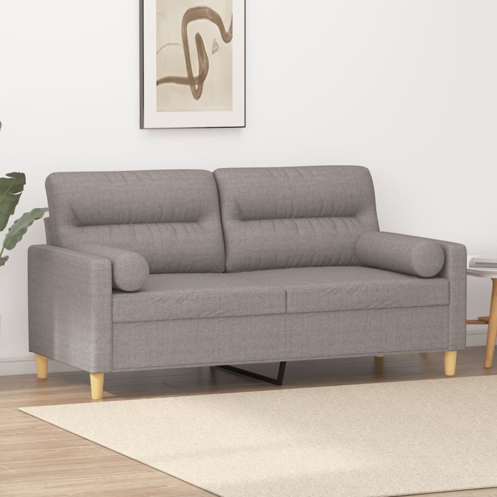 vidaXL Καναπές Διθέσιος Taupe 140 εκ. Υφασμάτινος Διακ. Μαξιλάρια