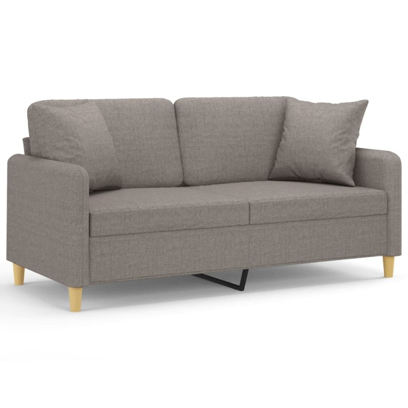 vidaXL Καναπές Διθέσιος Taupe 140 εκ. Υφασμάτινος Διακ. Μαξιλάρια