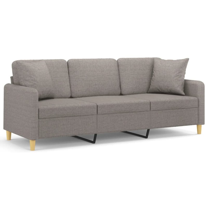 vidaXL Καναπές Τριθέσιος Taupe 180 εκ. Υφασμάτινος με Μαξιλάρια