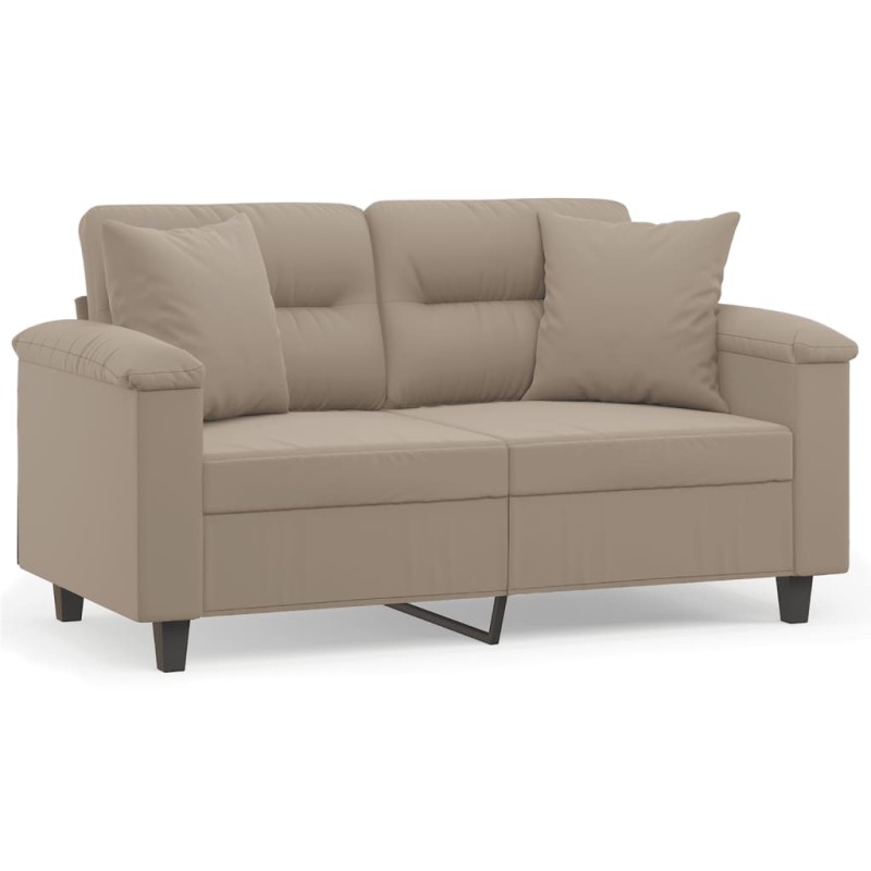 vidaXL Καναπές Διθέσιος Taupe 120 εκ. Ύφασμα Μικροϊνών με Μαξιλάρια