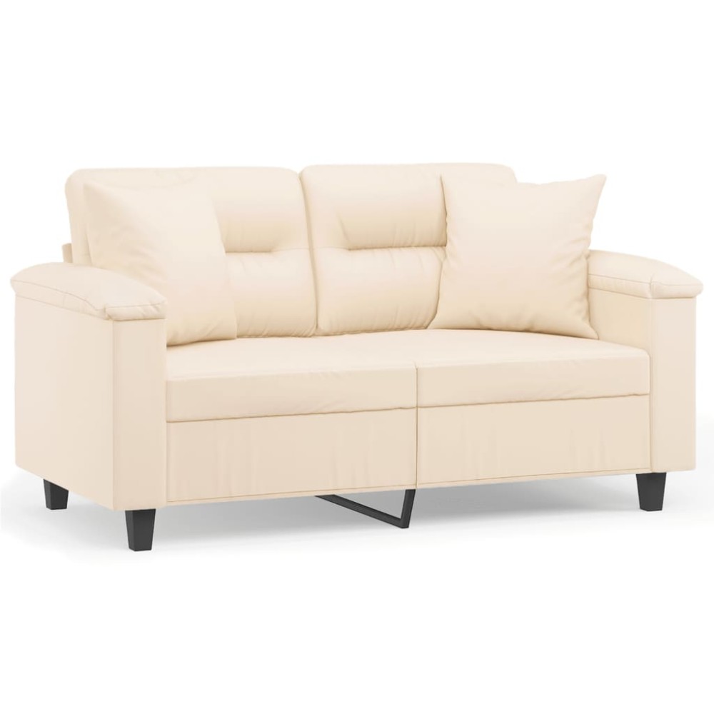 vidaXL Καναπές Διθέσιος Beige 120 εκ. Ύφασμα Μικροϊνών με Μαξιλάρια