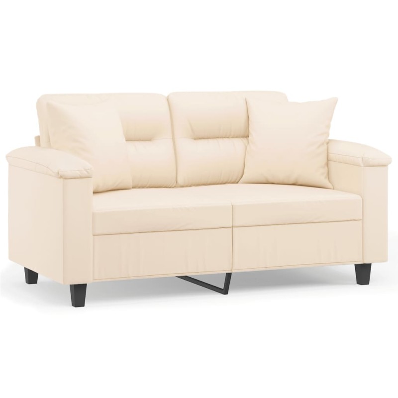 vidaXL Καναπές Διθέσιος Beige 120 εκ. Ύφασμα Μικροϊνών με Μαξιλάρια