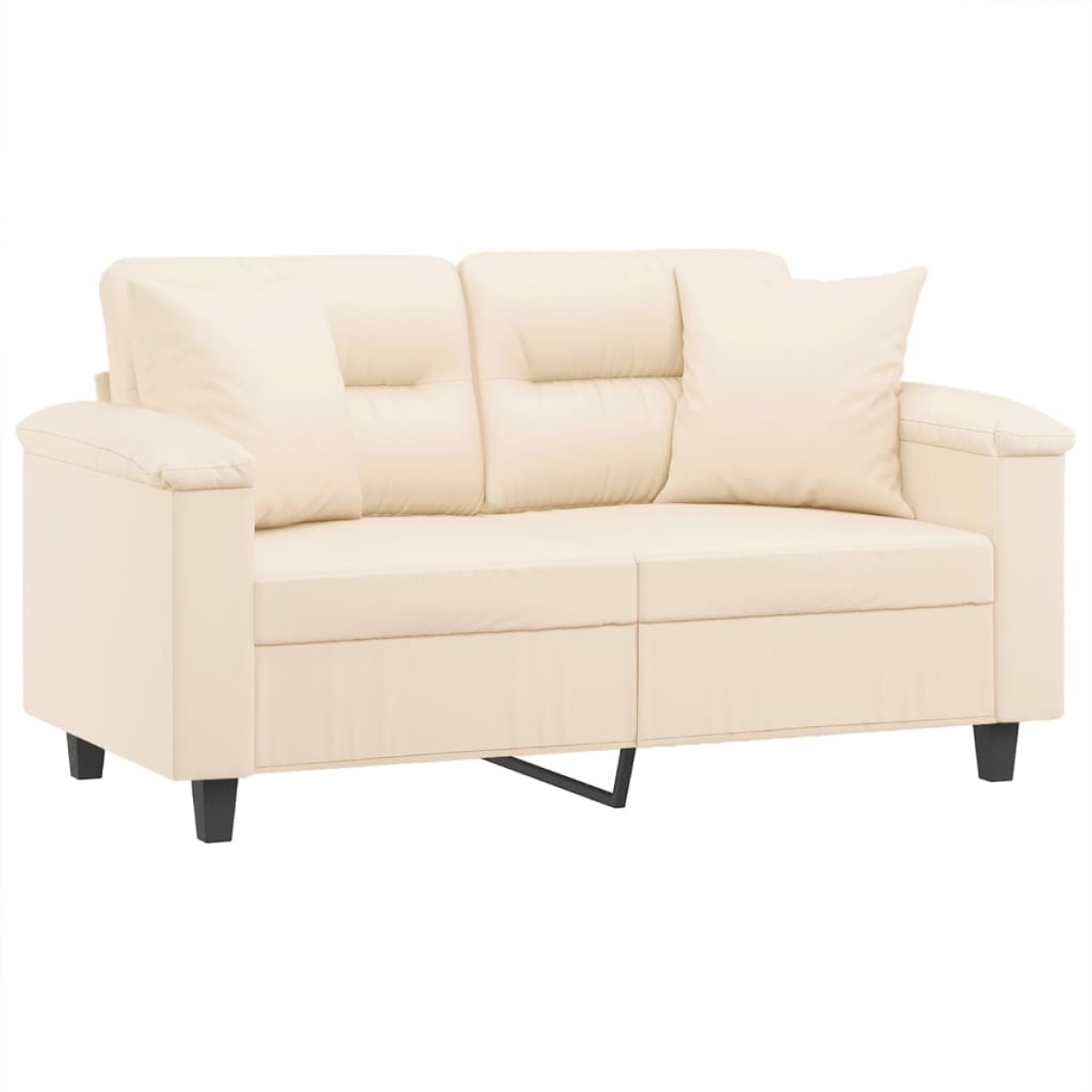 vidaXL Καναπές Διθέσιος Beige 120 εκ. Ύφασμα Μικροϊνών με Μαξιλάρια
