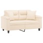 vidaXL Καναπές Διθέσιος Beige 120 εκ. Ύφασμα Μικροϊνών με Μαξιλάρια