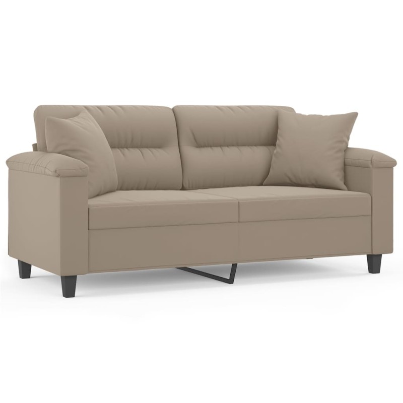 vidaXL Καναπές Διθέσιος Taupe 140 εκ. Ύφασμα Μικροϊνών με Μαξιλάρια