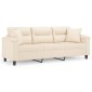 vidaXL Καναπές Τριθέσιος Beige 180 εκ. από Μικροΐνες με Μαξιλάρια