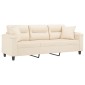 vidaXL Καναπές Τριθέσιος Beige 180 εκ. από Μικροΐνες με Μαξιλάρια