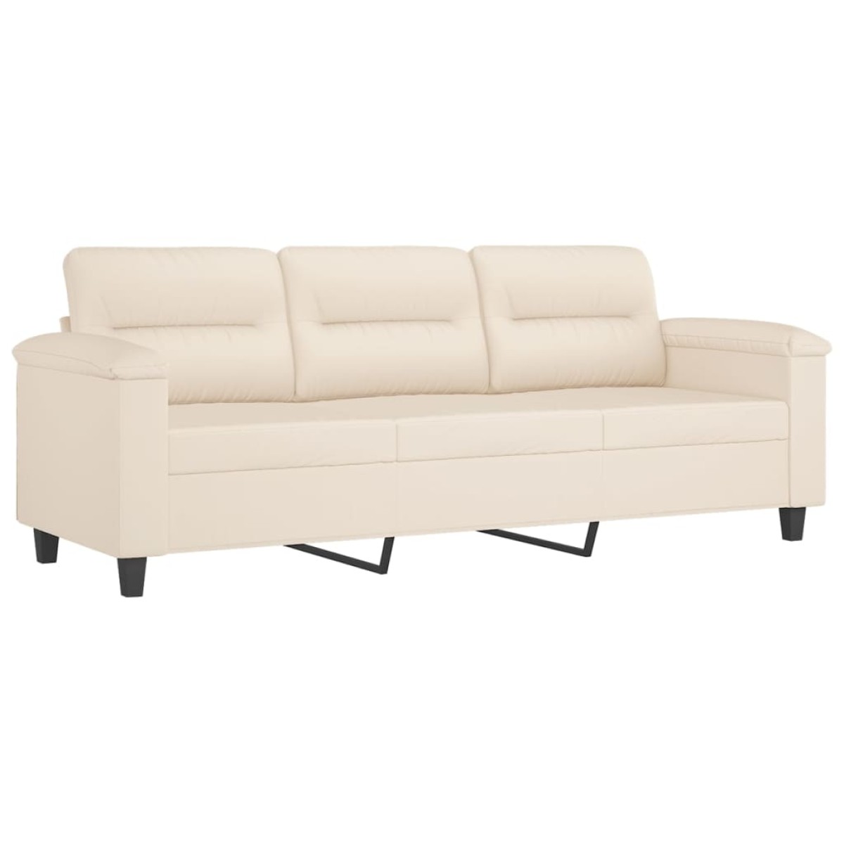 vidaXL Καναπές Τριθέσιος Beige 180 εκ. από Μικροΐνες με Μαξιλάρια