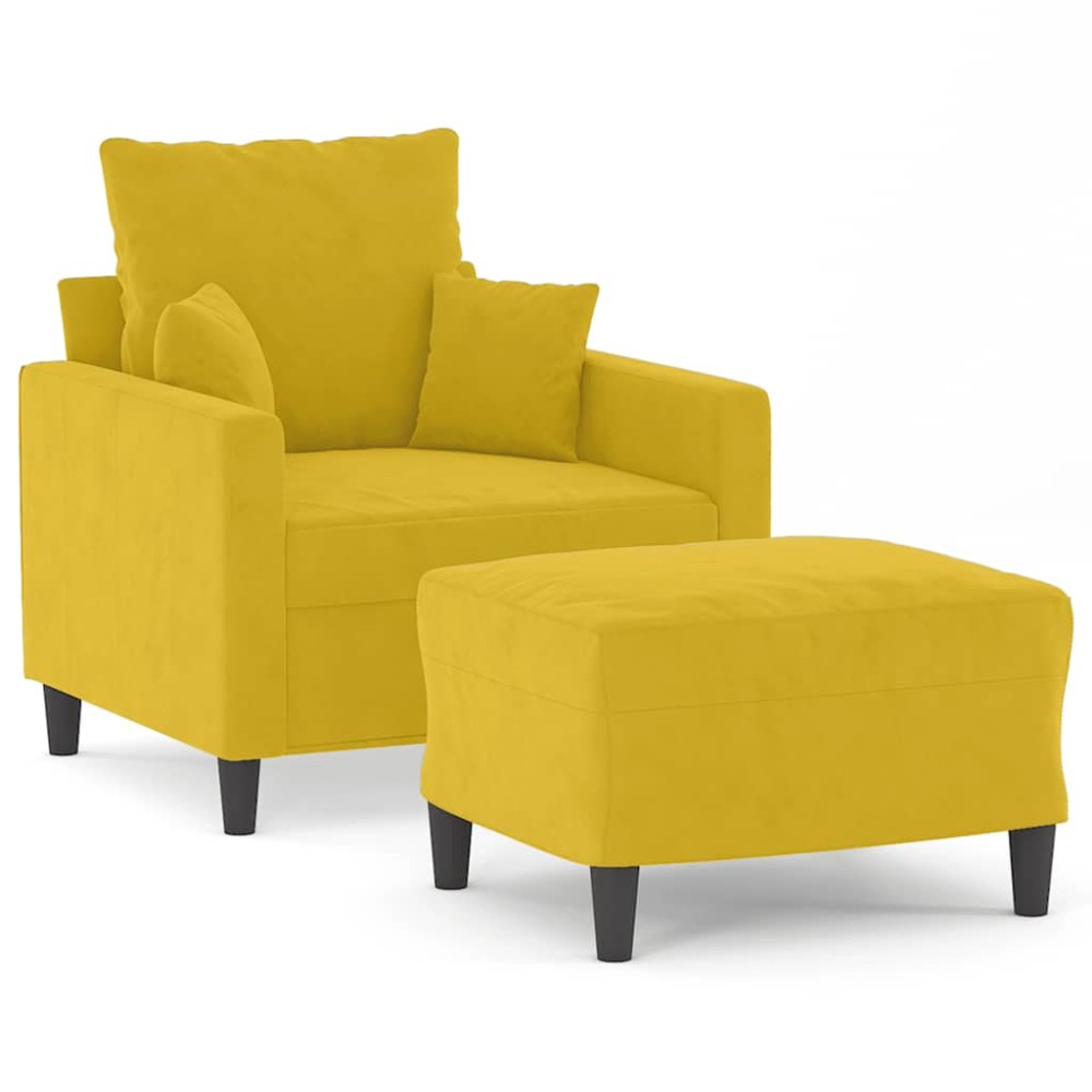 vidaXL Πολυθρόνα Κίτρινη 60 εκ. Βελούδινη με Υποπόδιο