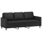 vidaXL Καναπές Τριθέσιος Μαύρος 180 εκ από Συνθετικό Δέρμα με Υποπόδιο