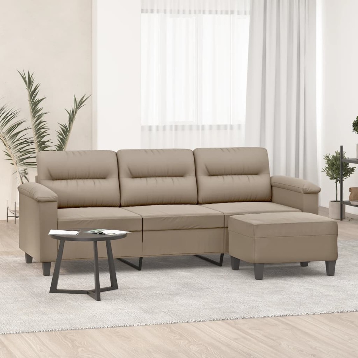 vidaXL Καναπές Τριθέσιος Taupe 180 εκ. από Μικροΐνες με Υποπόδιο