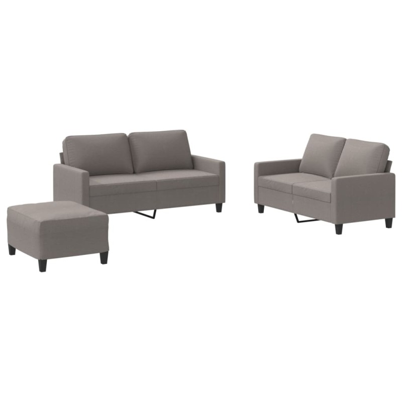 vidaXL Πολυθρόνες Σετ 3 Τεμαχίων Taupe από Ύφασμα με Μαξιλάρια