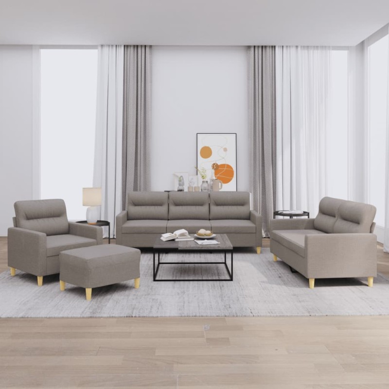vidaXL Πολυθρόνες Σετ 4 Τεμαχίων Taupe από Ύφασμα με Μαξιλάρια