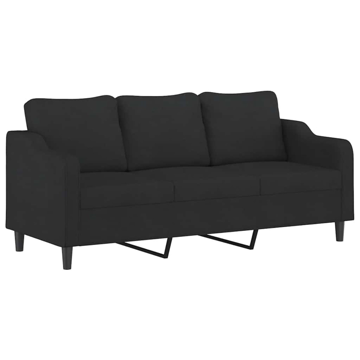 vidaXL Πολυθρόνες Σετ 3 Τεμαχίων Μαύρες από Ύφασμα με Μαξιλάρια