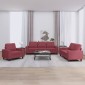 vidaXL Σετ Σαλονιού 3 Τεμαχίων μπορντό Υφασμάτινο