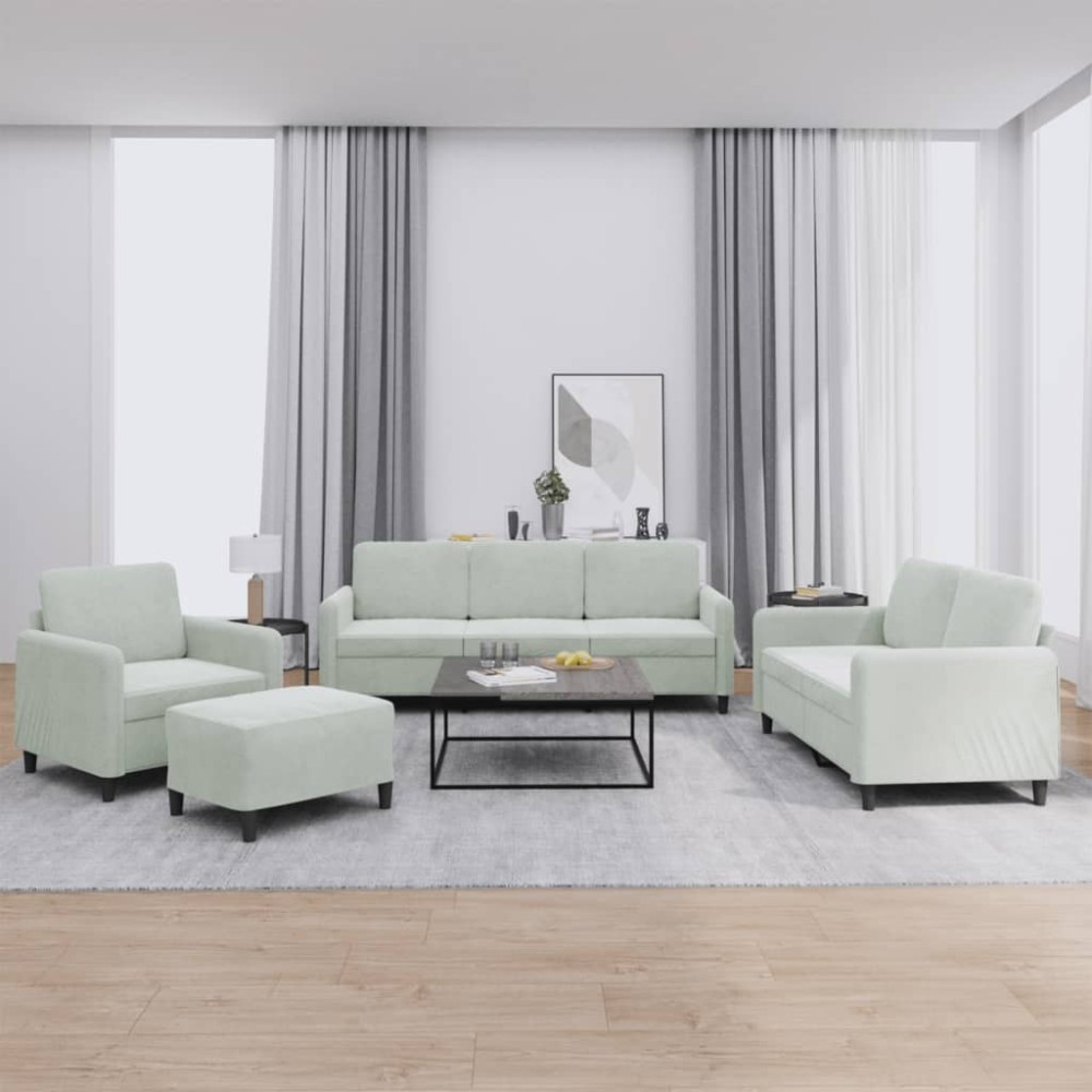 vidaXL Σετ Σαλονιού 4 Τεμαχίων Ανοιχτό Γκρι Βελούδινο