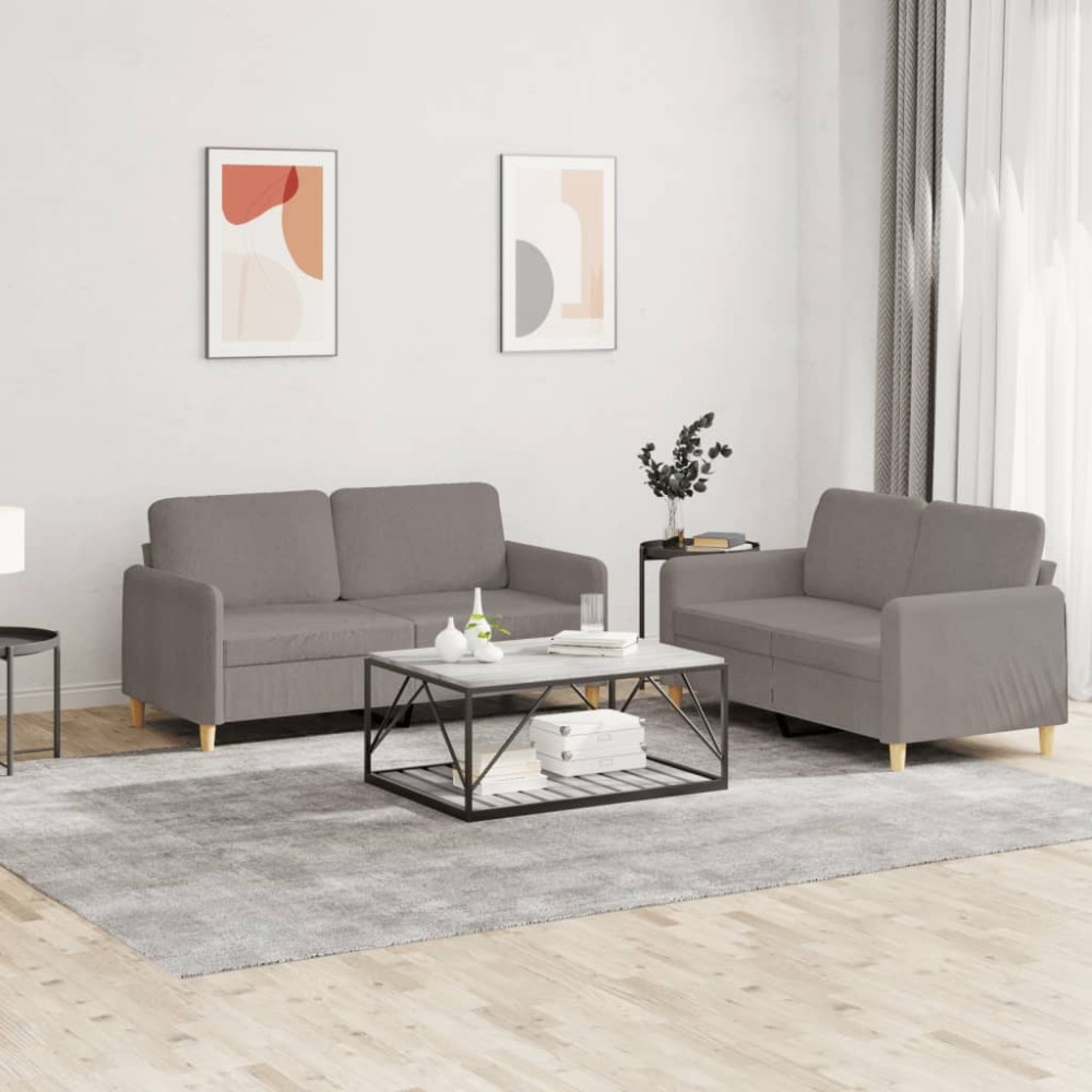 vidaXL Πολυθρόνες Σετ 2 Τεμαχίων Taupe από Ύφασμα με Μαξιλάρια