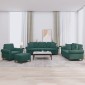 vidaXL Σετ Καναπέδων 4 Τεμαχίων με Μαξιλάρια από Σκούρο Πράσινο Βελούδο