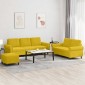 vidaXL Σετ Σαλονιού 3 Τεμαχίων Κίτρινο από Βελούδο με Μαξιλάρια