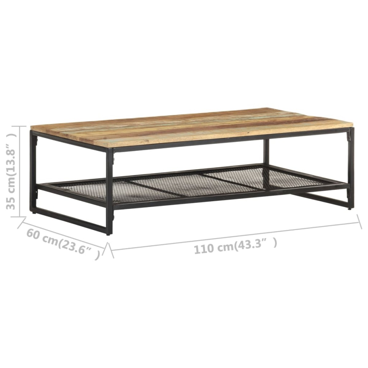 vidaXL Τραπεζάκι Σαλονιού 110 x 60 x 35 εκ. Μασίφ Ανακυκλωμένο Ξύλο