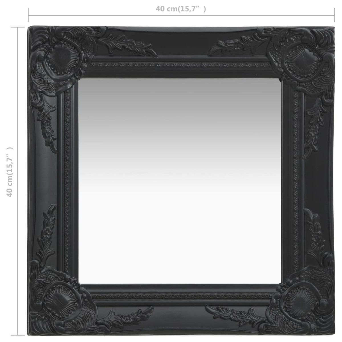 vidaXL Καθρέφτης Τοίχου με Μπαρόκ Στιλ Μαύρος 40 x 40 εκ.
