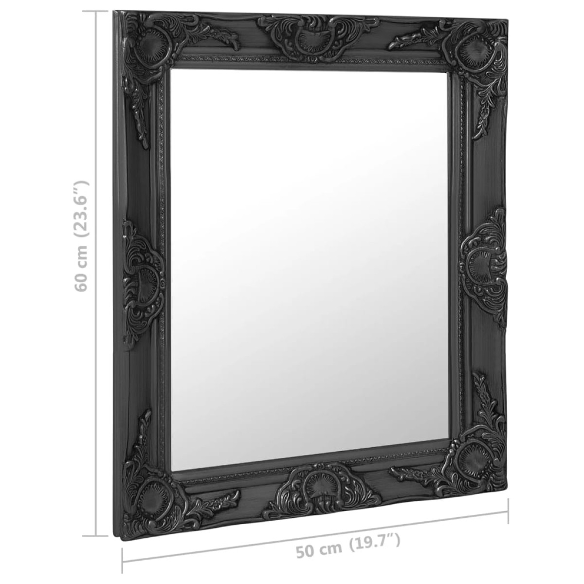 vidaXL Καθρέφτης Τοίχου με Μπαρόκ Στιλ Μαύρος 50 x 60 εκ.