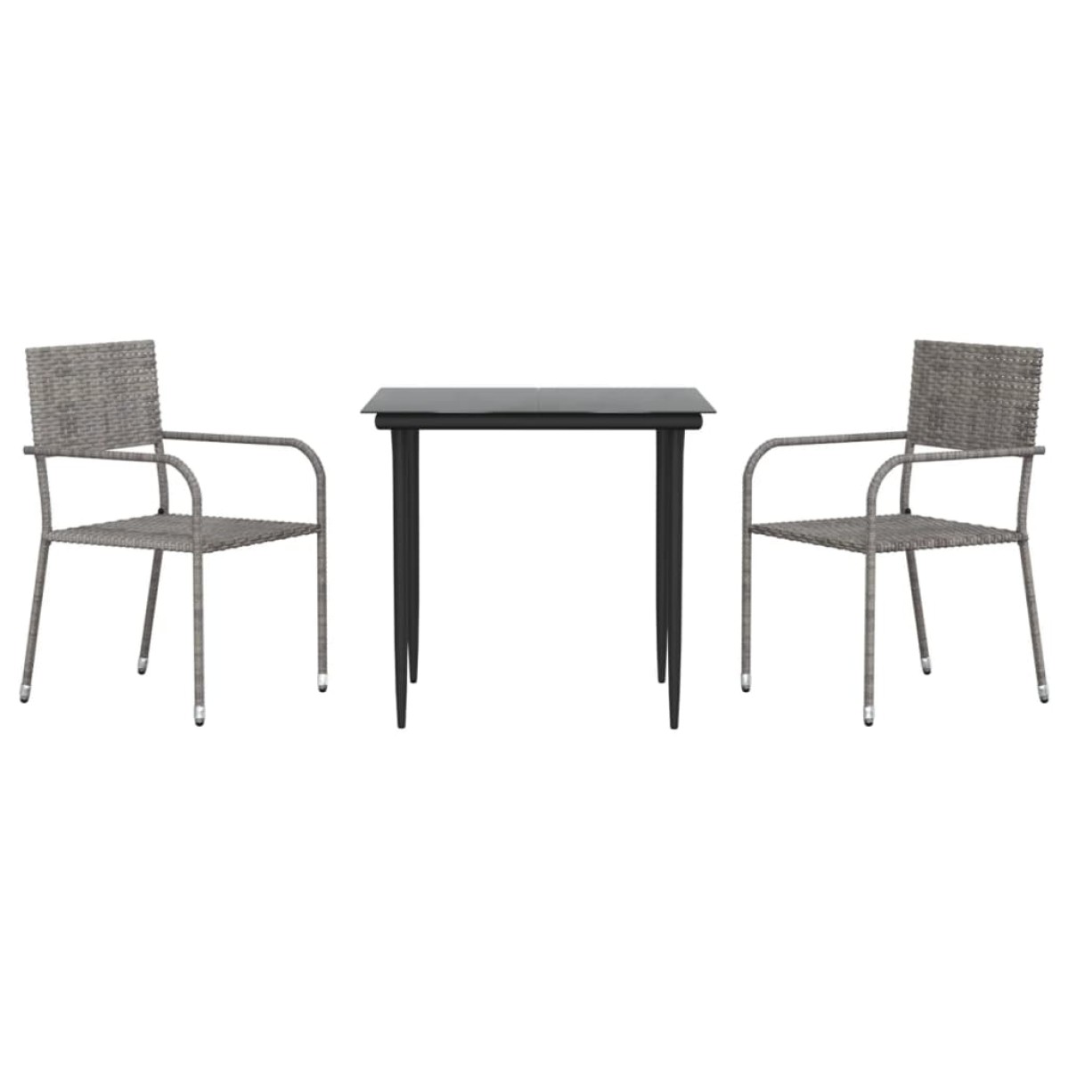 vidaXL Σετ Επίπλων Bistro Κήπου 3τεμ Γκρι/Μαύρο Συνθετικό Ρατάν/Ατσάλι